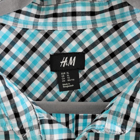 H&M checked casual button down shirt Sz XL - Picture 3 of 5
